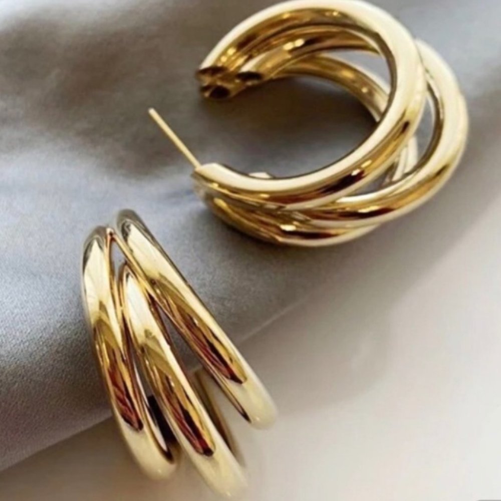 18k Gold Plated Split Hoop Earrings